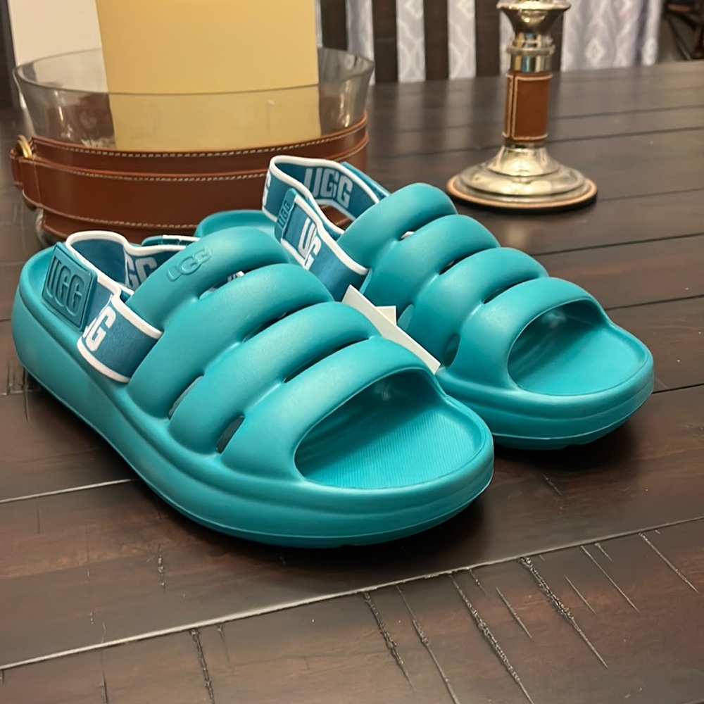 Ugg Australia Sport Yeah Slides Sandals Shoes New Teal Women’s Size 8